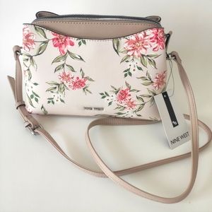 Nine West handbag floral faux leather crossbody NWT